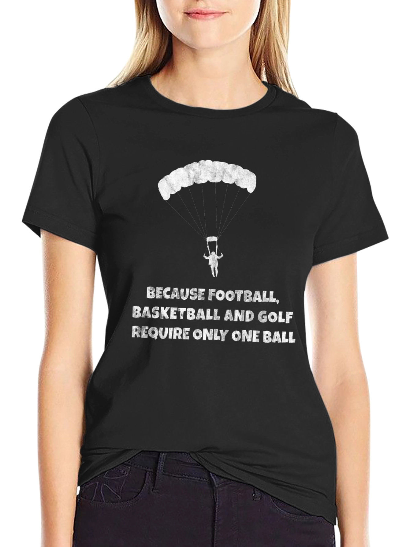 Humorous Parachute T-Shirt: One Ball Sports