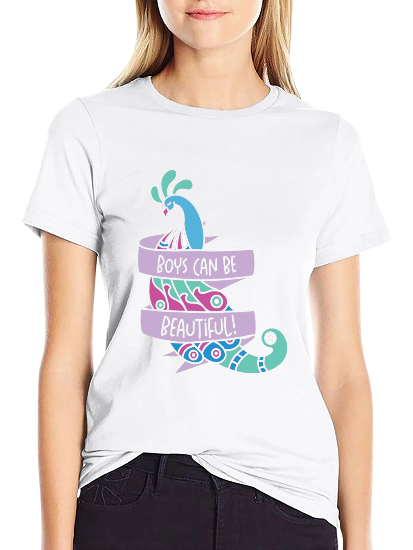 Boys Can Be Beautiful Peacock Graphic Tee