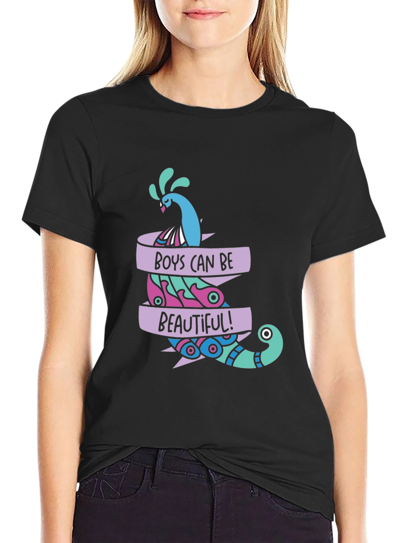 Boys Can Be Beautiful Peacock Graphic Tee