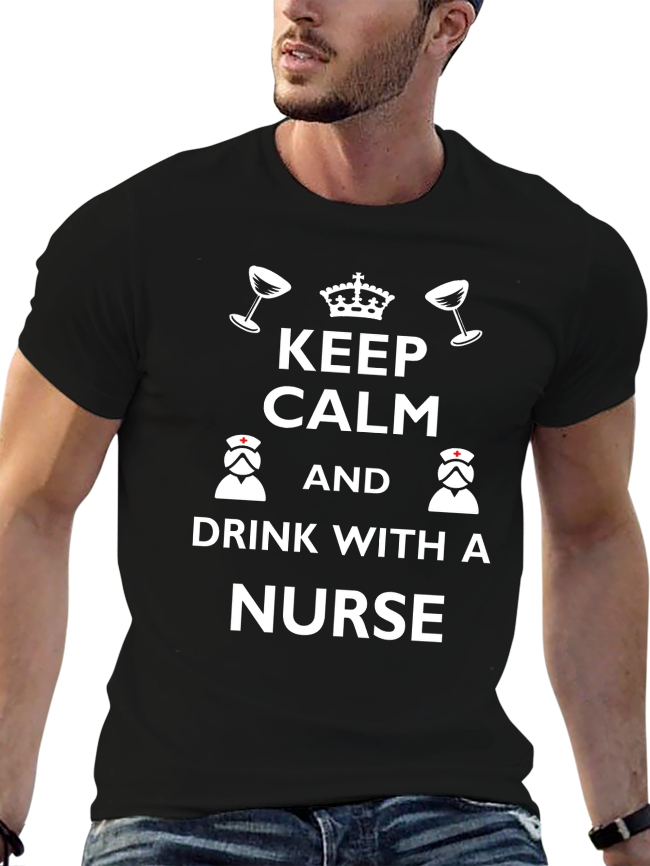 Keep Calm & Drink With a Nurse Graphic Tee
