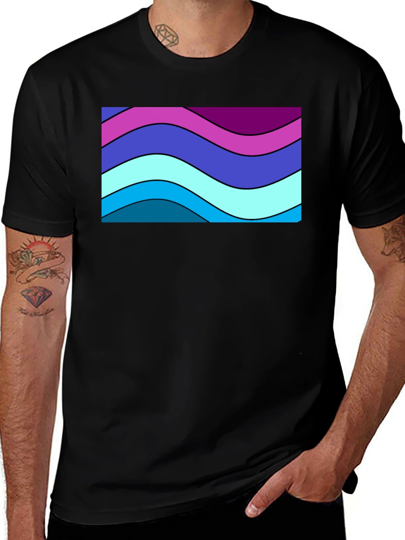 Retro Wave T-Shirt - Mens Black Tee