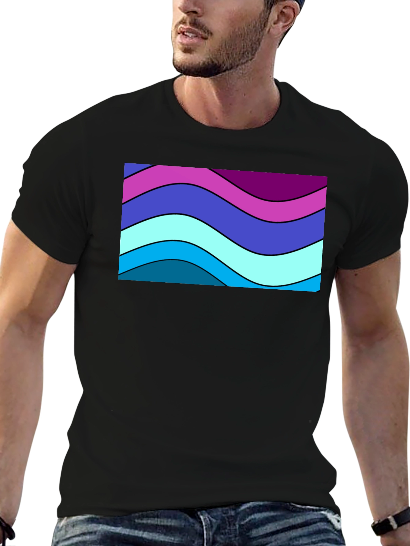 Retro Wave T-Shirt - Mens Black Tee