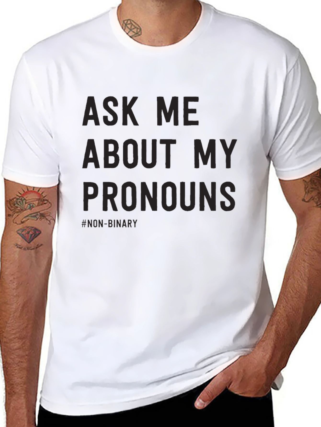 Ask Me About My Pronouns T-Shirt - Black