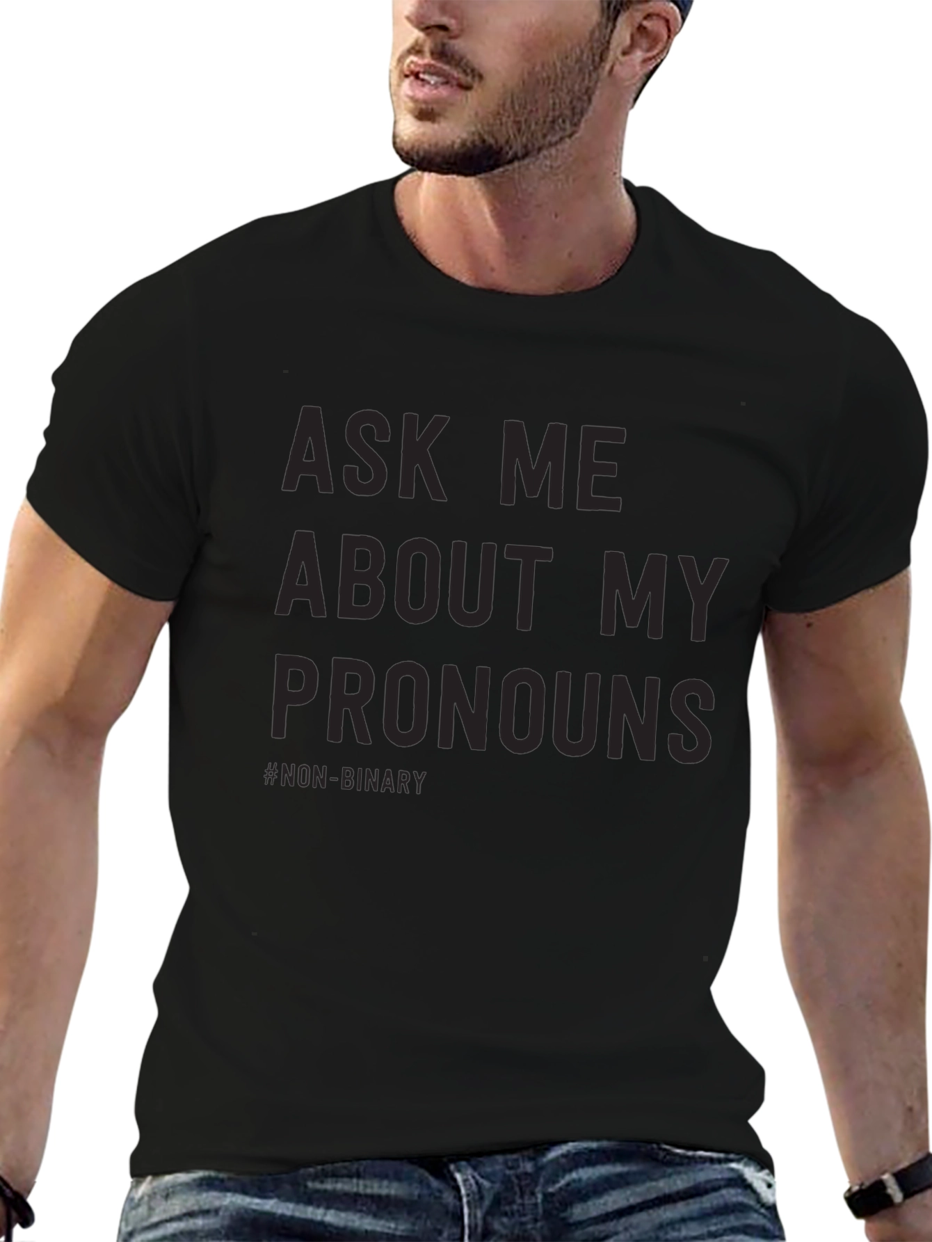 Ask Me About My Pronouns T-Shirt - Black