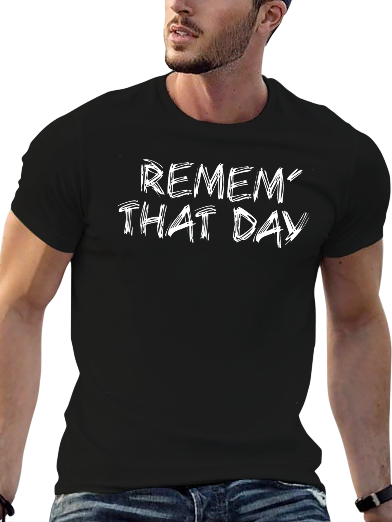 Remember That Day Graphic Tee - Black Cotton T-Shirt
