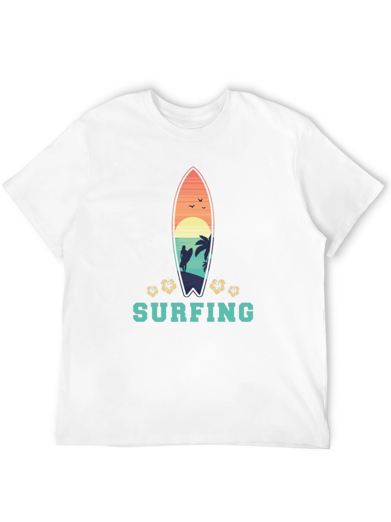 Surfing T-Shirt: Tropical Surfboard Design