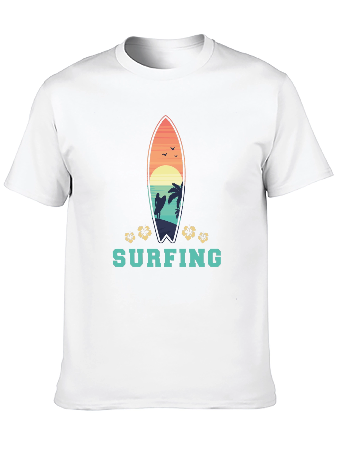 Surfing T-Shirt: Tropical Surfboard Design