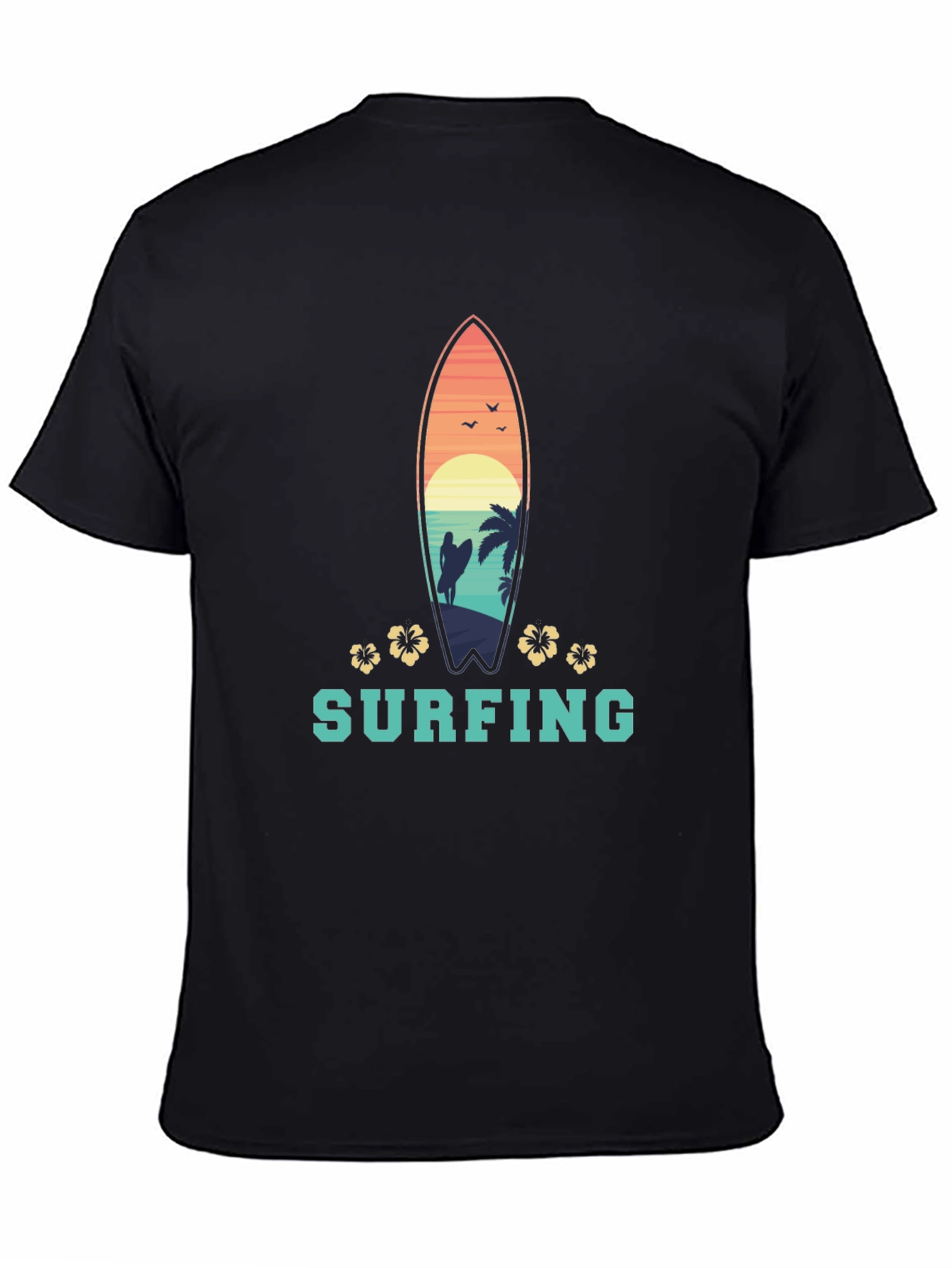 Surfing T-Shirt: Tropical Surfboard Design