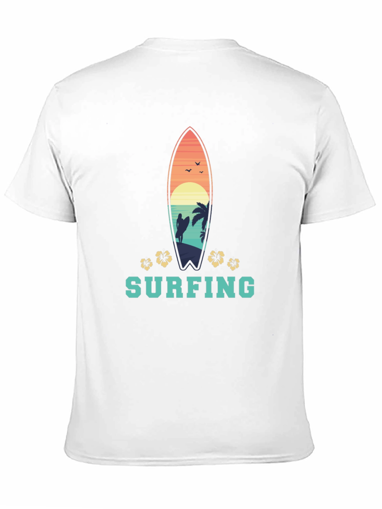 Surfing T-Shirt: Tropical Surfboard Design