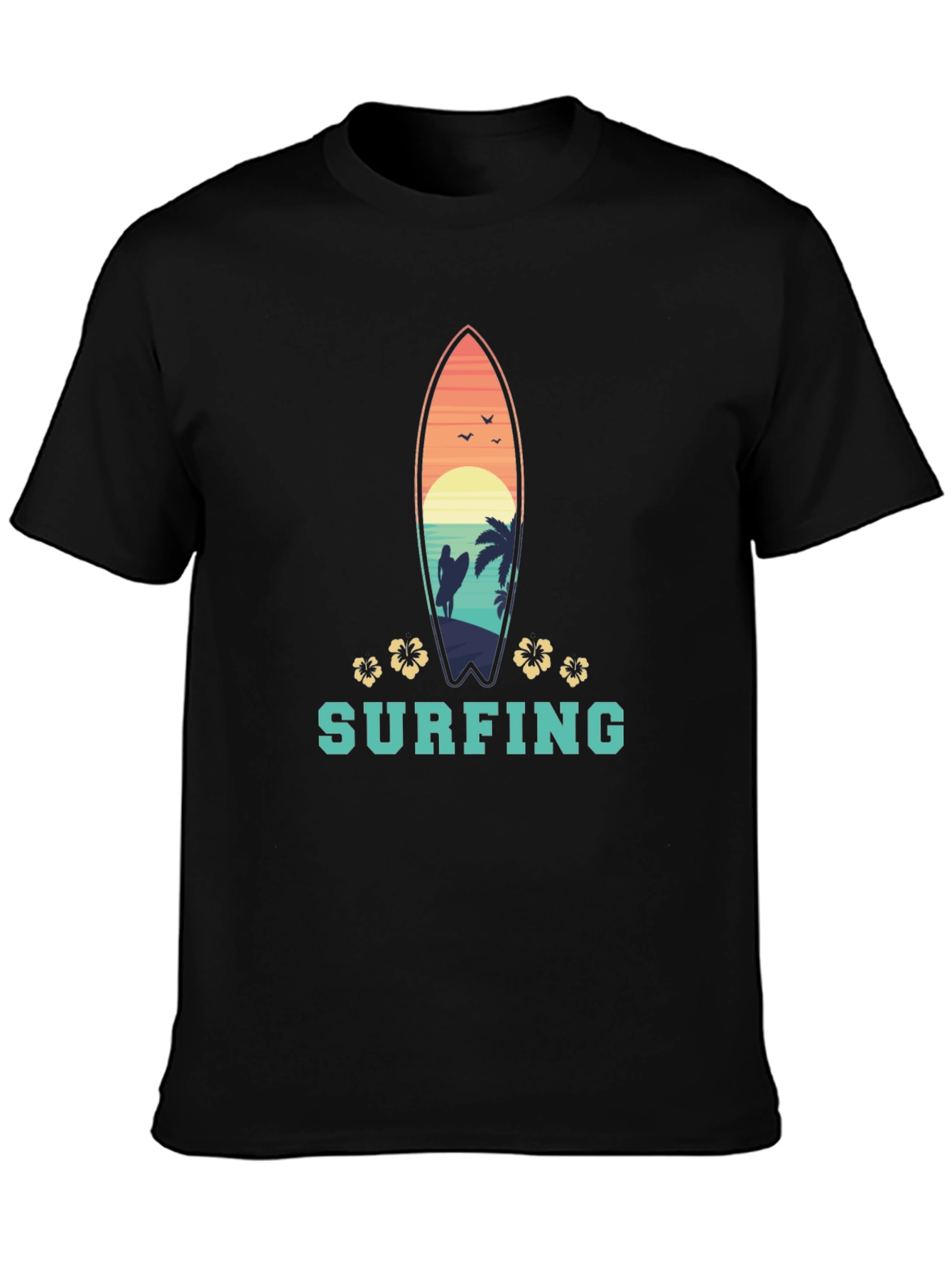Surfing T-Shirt: Tropical Surfboard Design