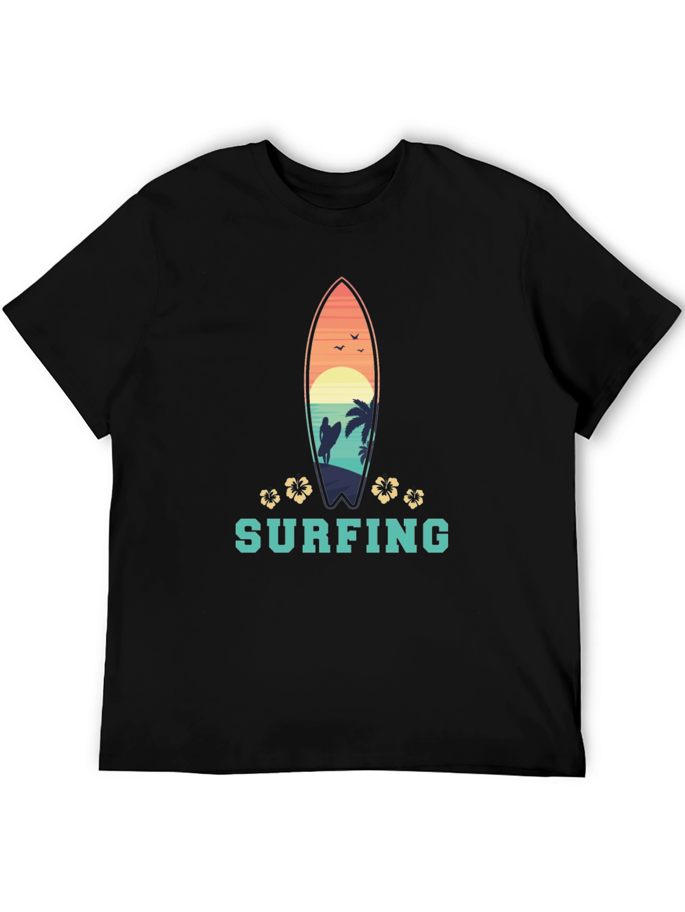 Surfing T-Shirt: Tropical Surfboard Design