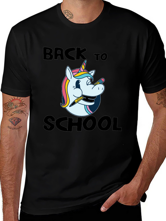 Back to School Unicorn T-Shirt - Black Cotton Tee