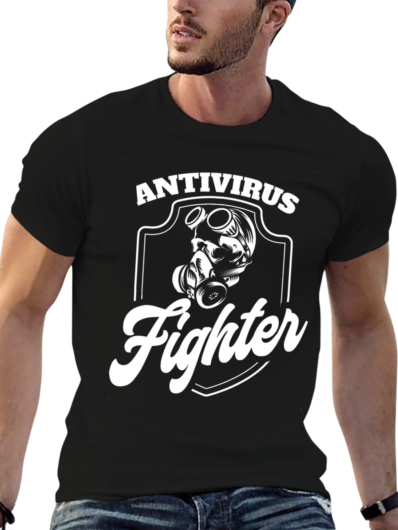 Antivirus Fighter Graphic Tee - Black