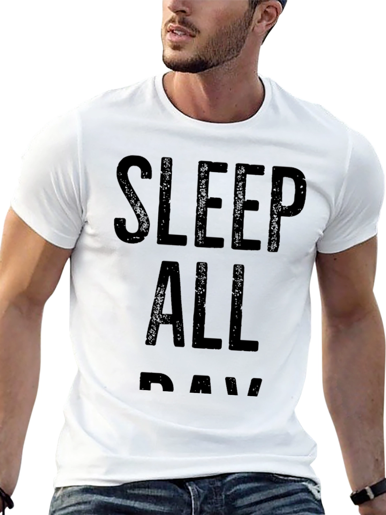 Sleep All Day Graphic T-Shirt - Black
