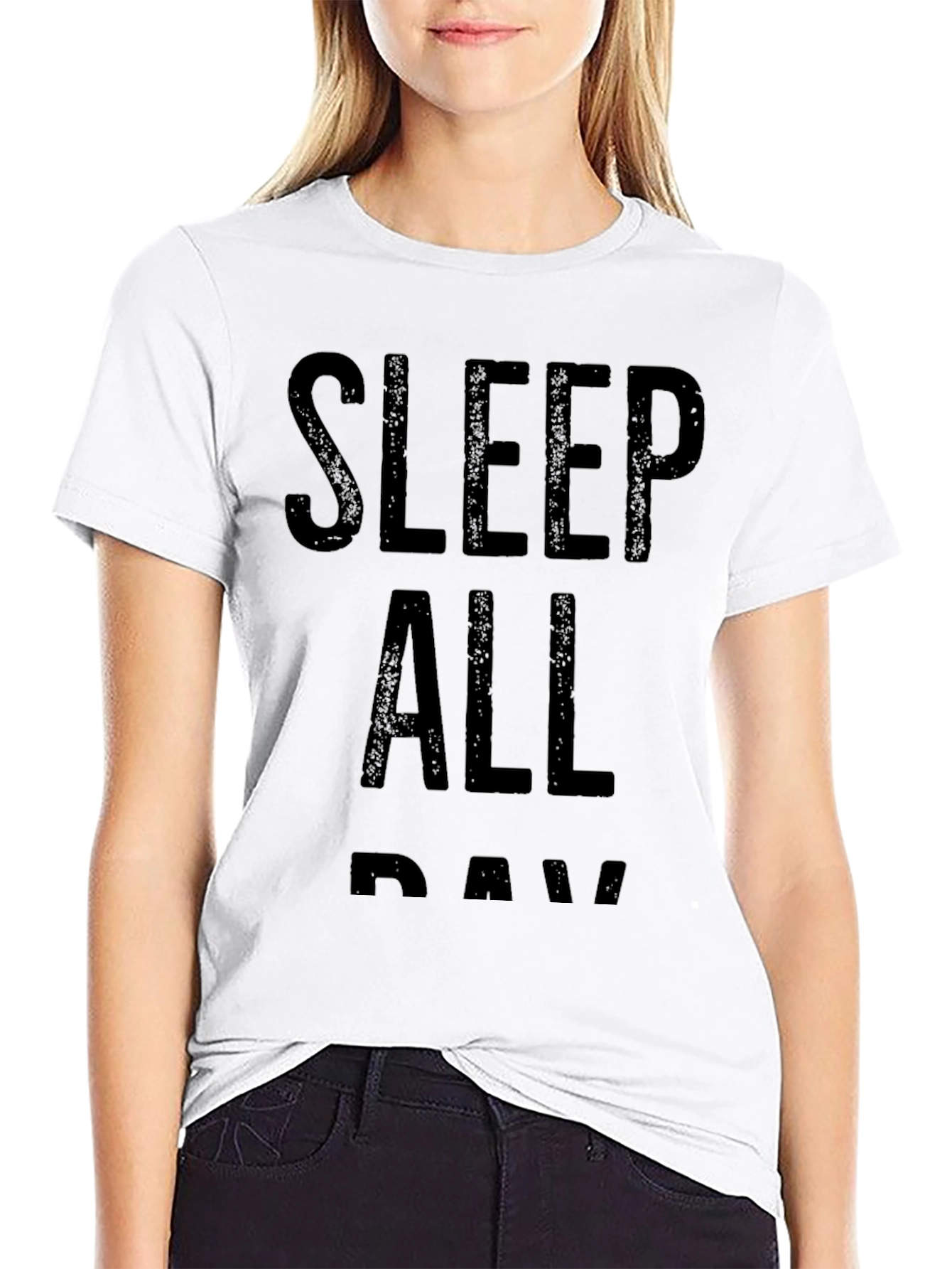 Sleep All Day Graphic T-Shirt - Black