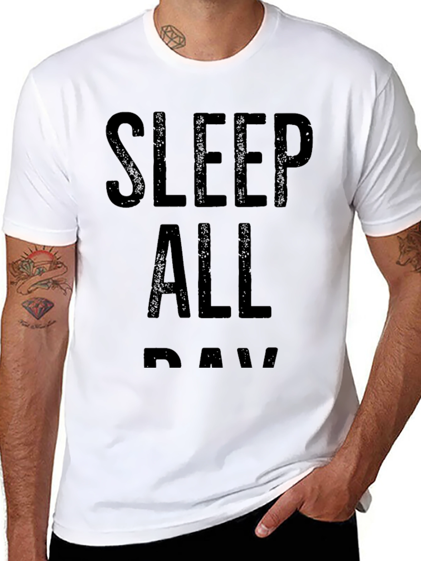 Sleep All Day Graphic T-Shirt - Black