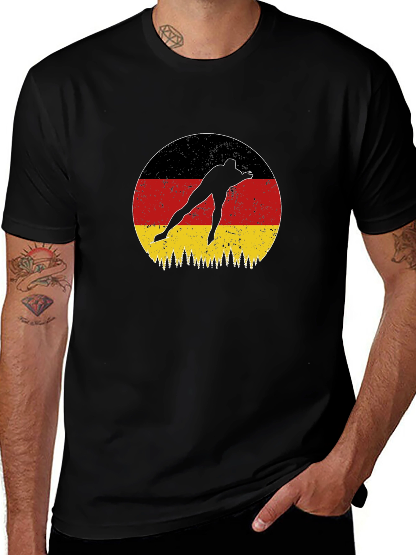 German Flag Speed Skater Graphic T-Shirt