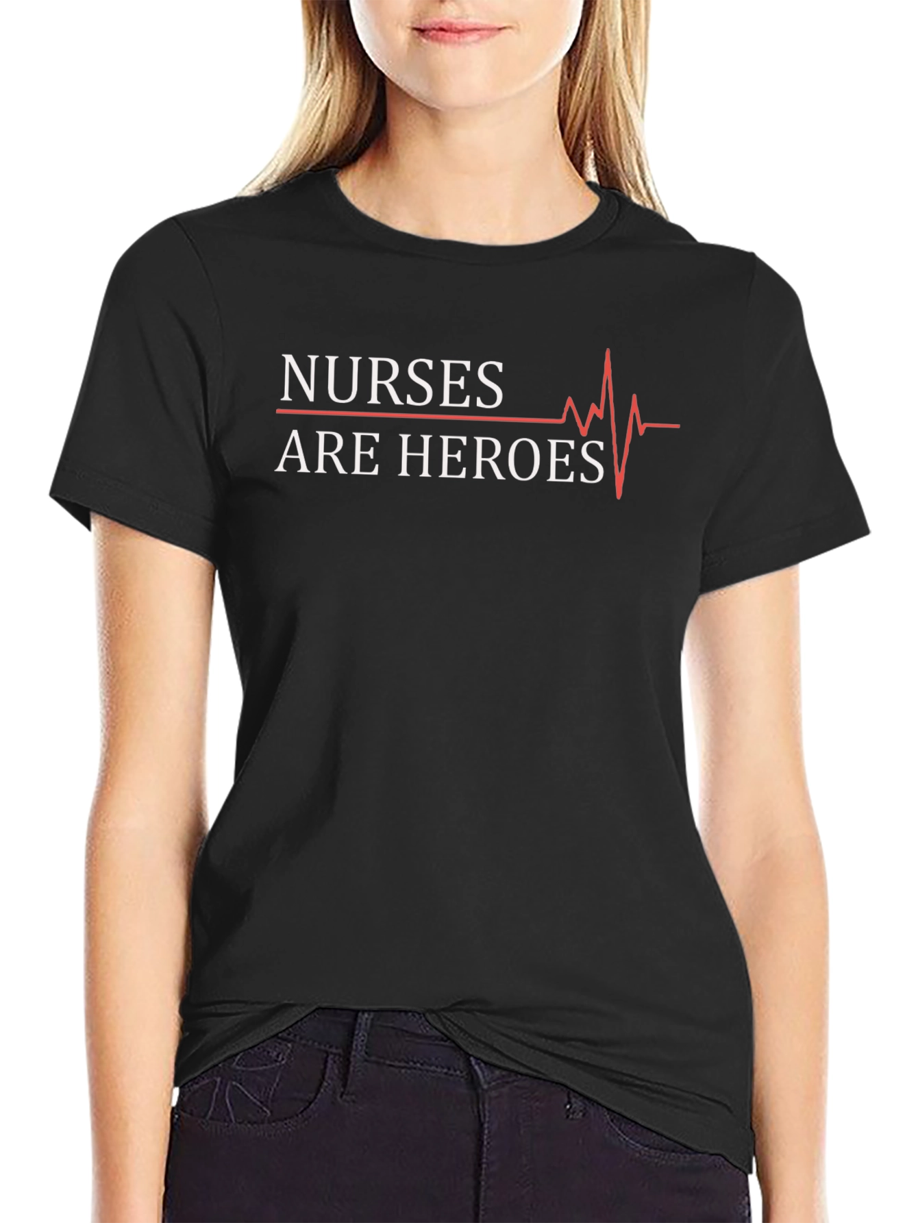 Nurses are Heroes Graphic Tee - Black