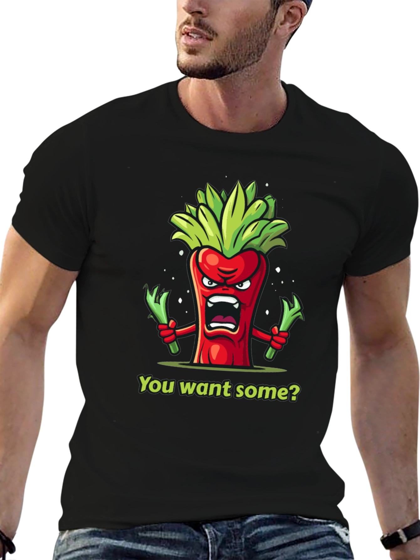Angry Pepper Cartoon Graphic T-Shirt