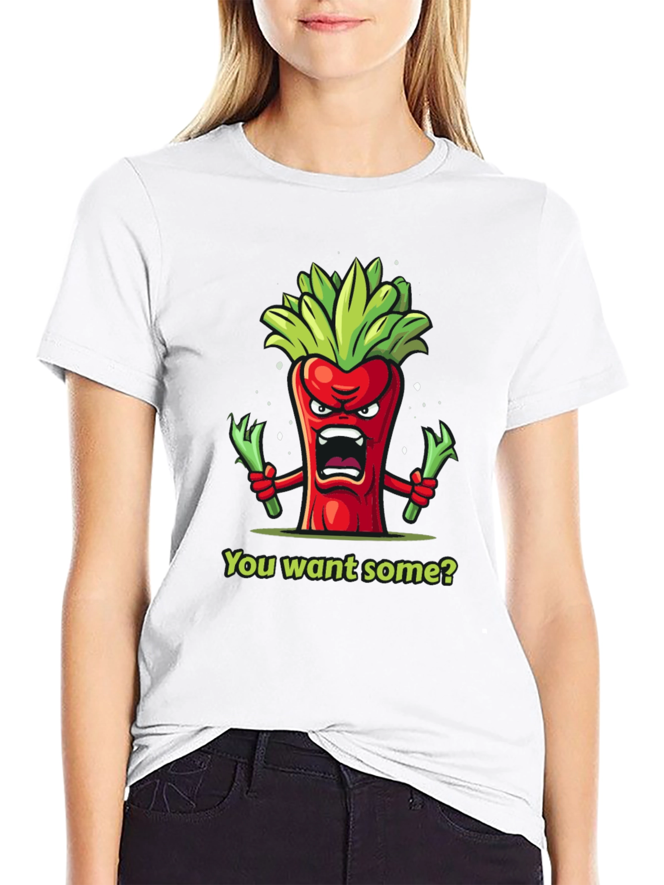 Angry Pepper Cartoon Graphic T-Shirt