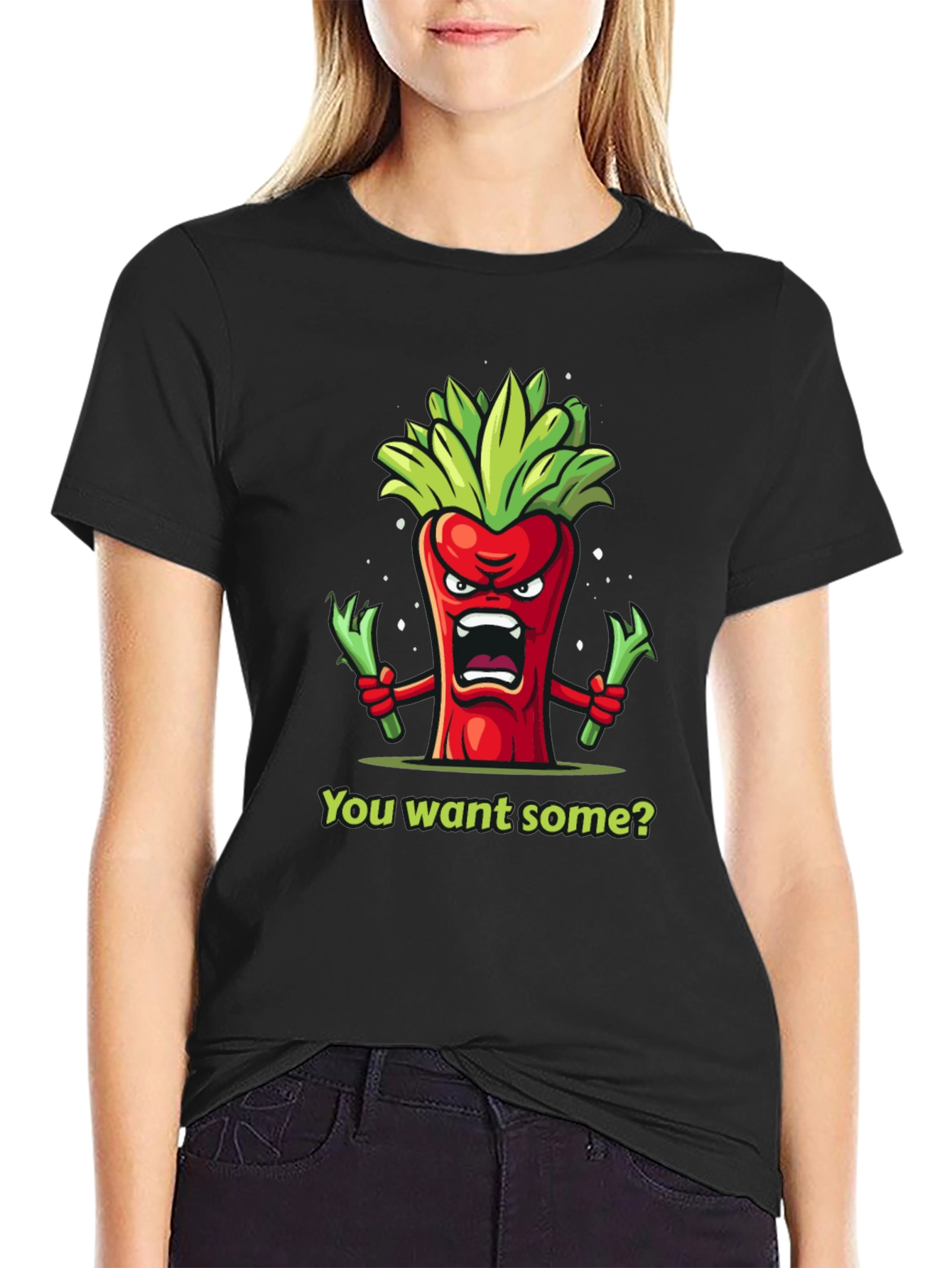 Angry Pepper Cartoon Graphic T-Shirt