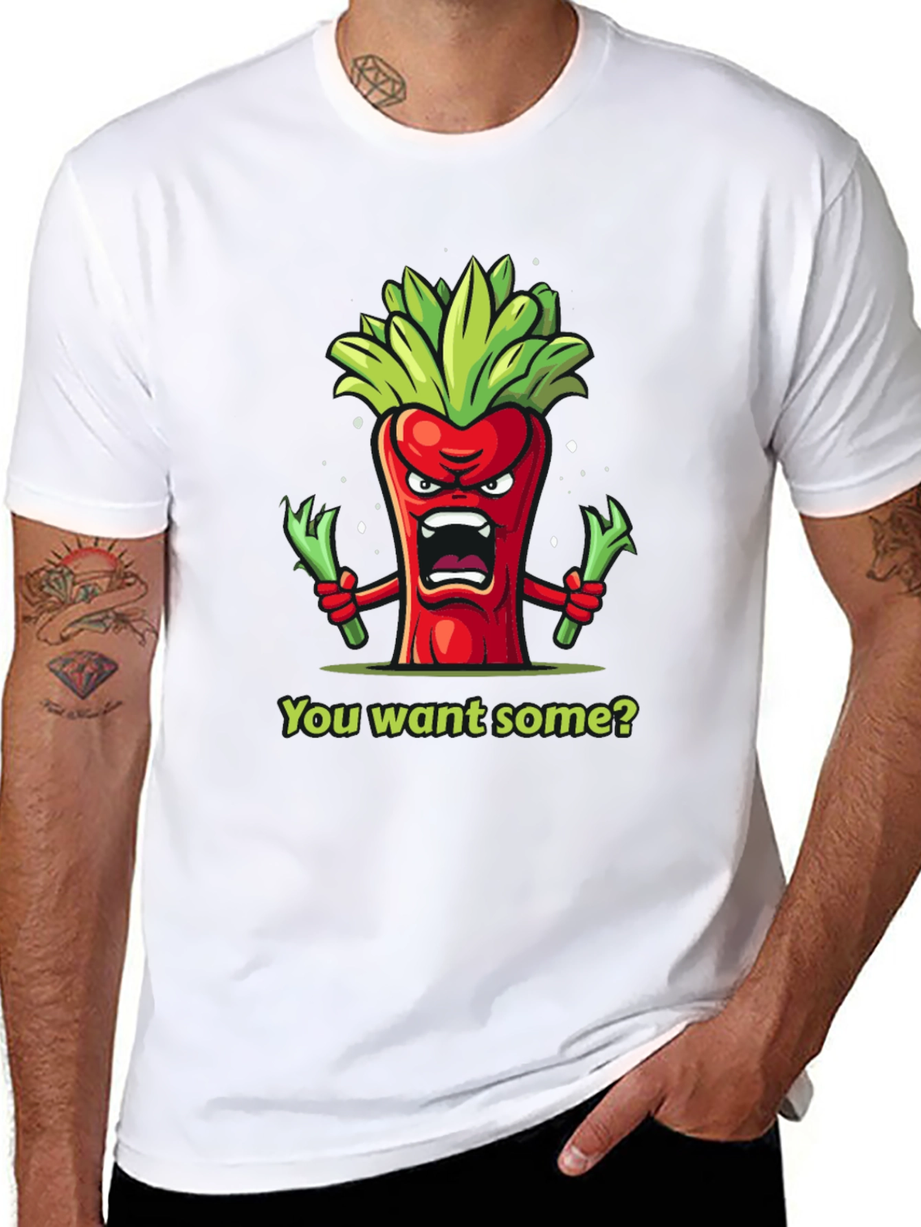 Angry Pepper Cartoon Graphic T-Shirt