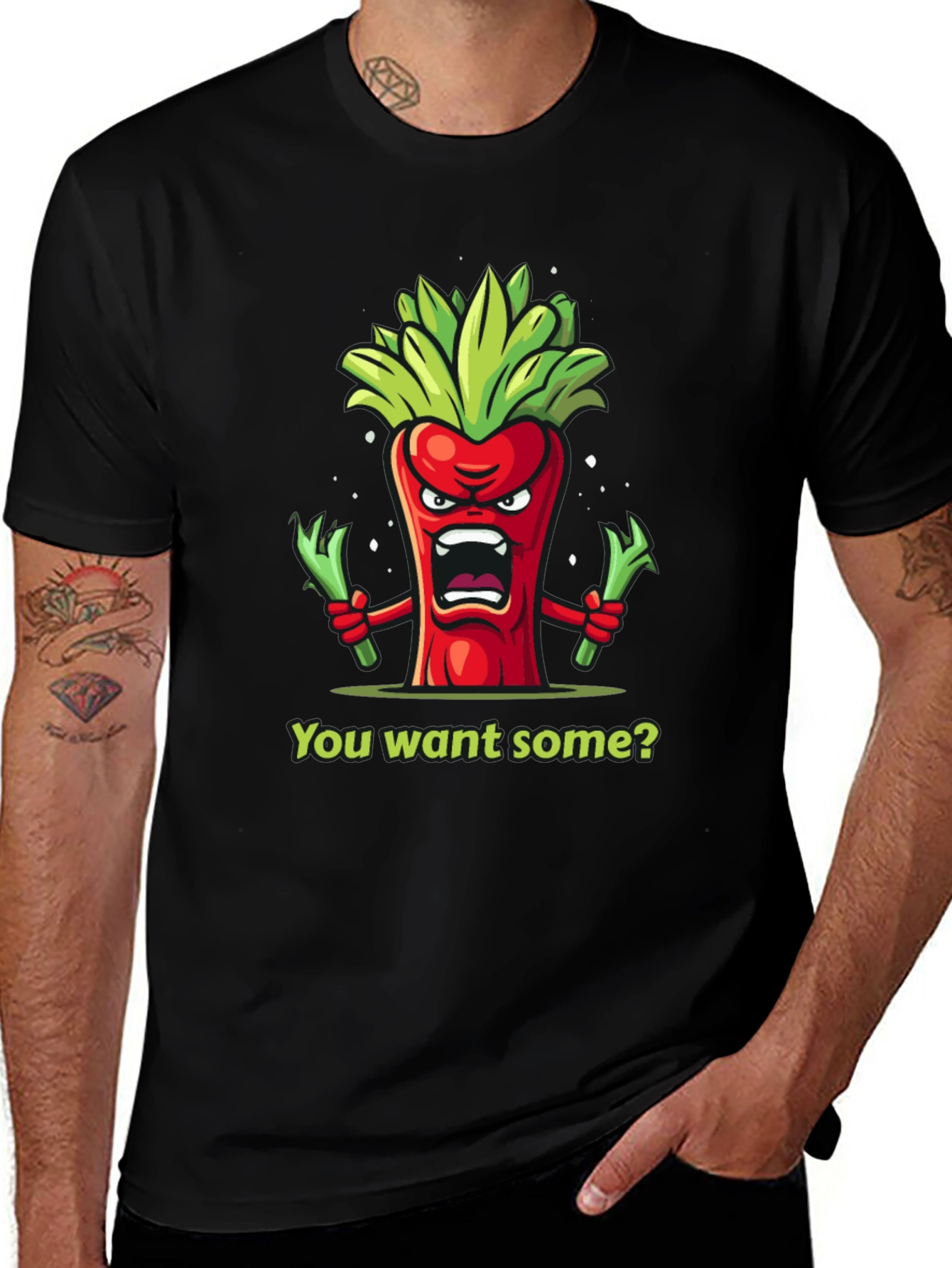 Angry Pepper Cartoon Graphic T-Shirt