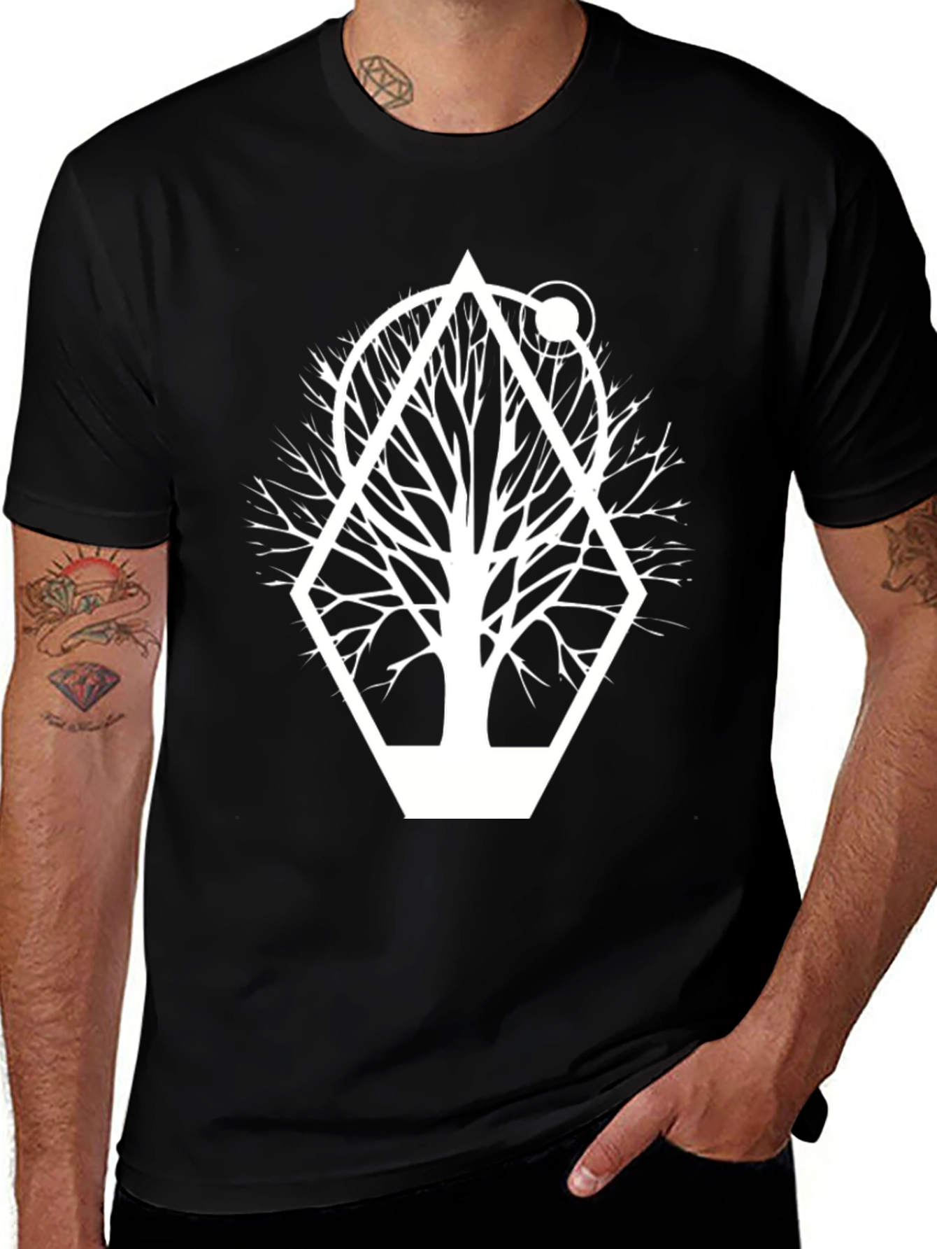 Geometric Tree Graphic Tee - Modern Nature Shirt
