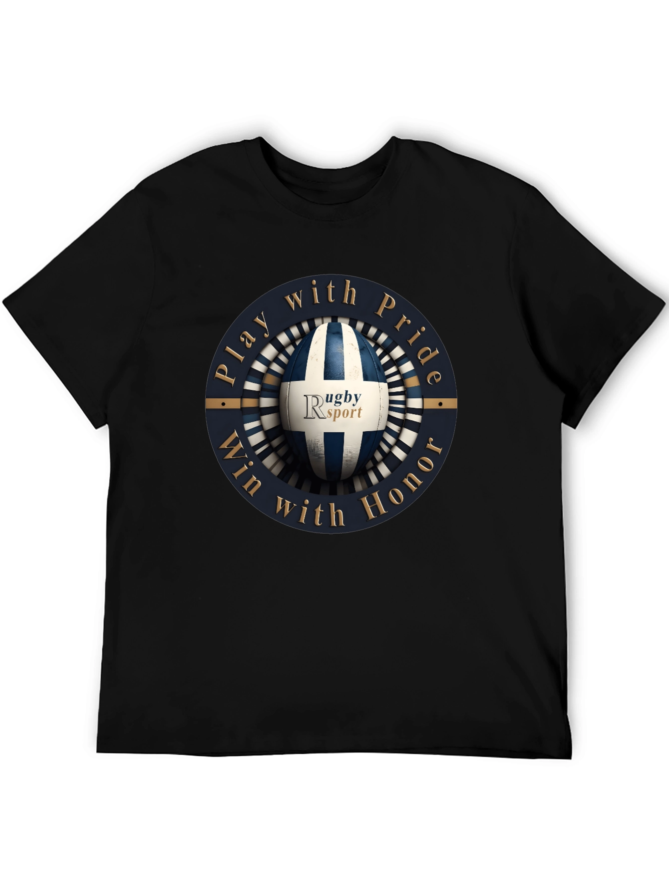 Rugby Sport Black Graphic T-Shirt