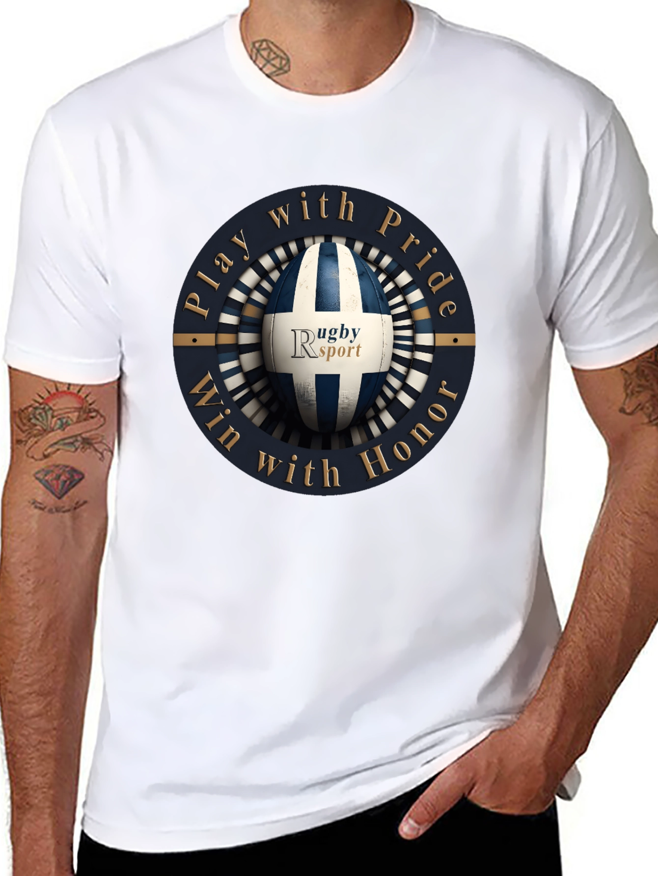 Rugby Sport Black Graphic T-Shirt