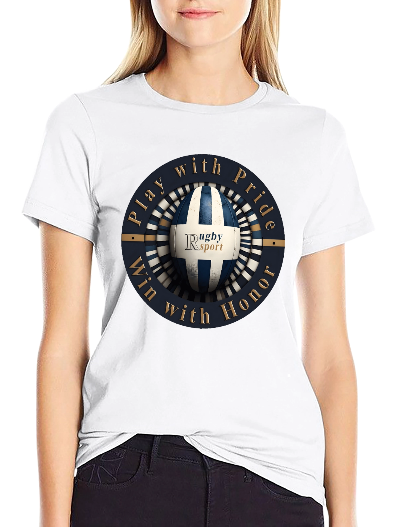 Rugby Sport Black Graphic T-Shirt