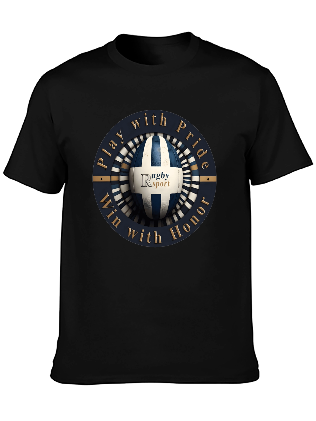 Rugby Sport Black Graphic T-Shirt