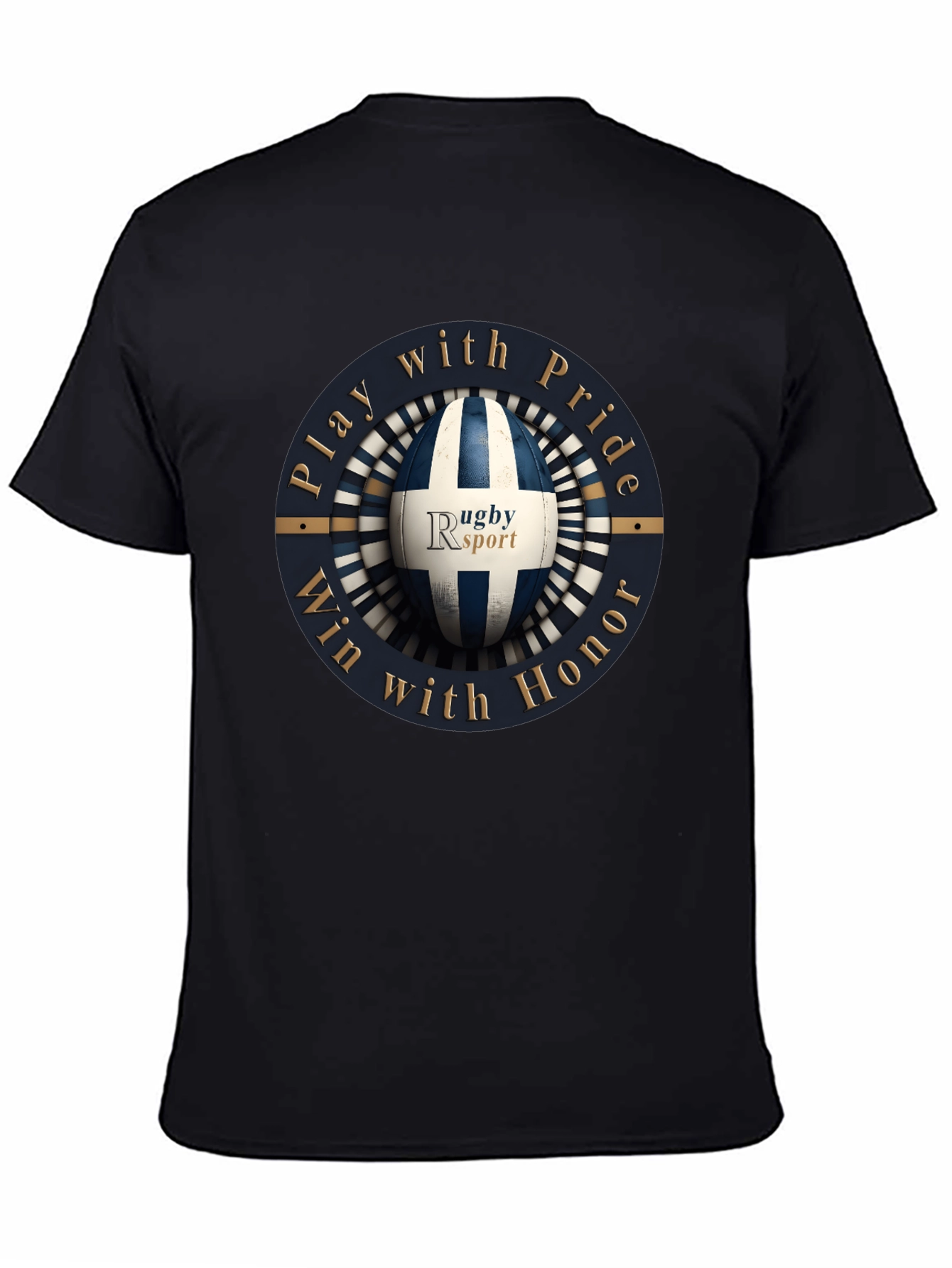 Rugby Sport Black Graphic T-Shirt