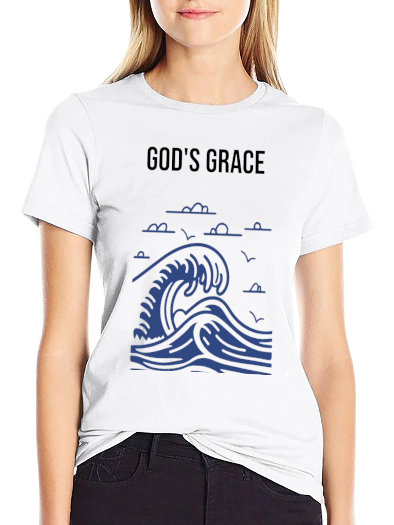 Gods Grace Wave T-Shirt - Black Graphic Tee
