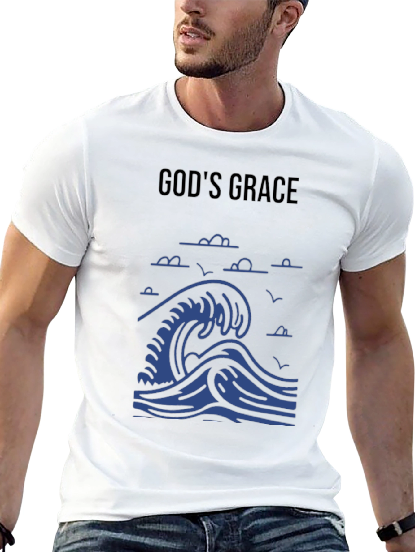 Gods Grace Wave T-Shirt - Black Graphic Tee