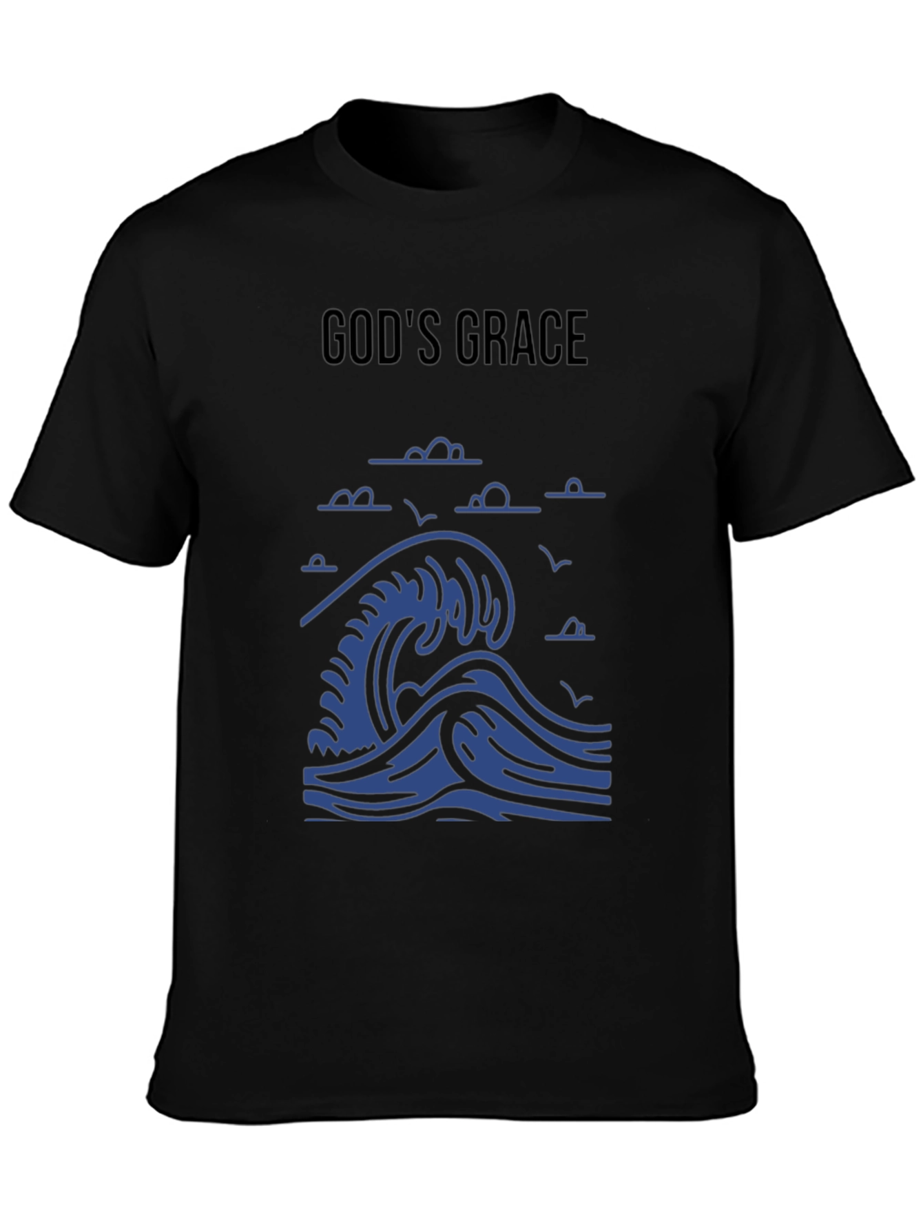 Gods Grace Wave T-Shirt - Black Graphic Tee