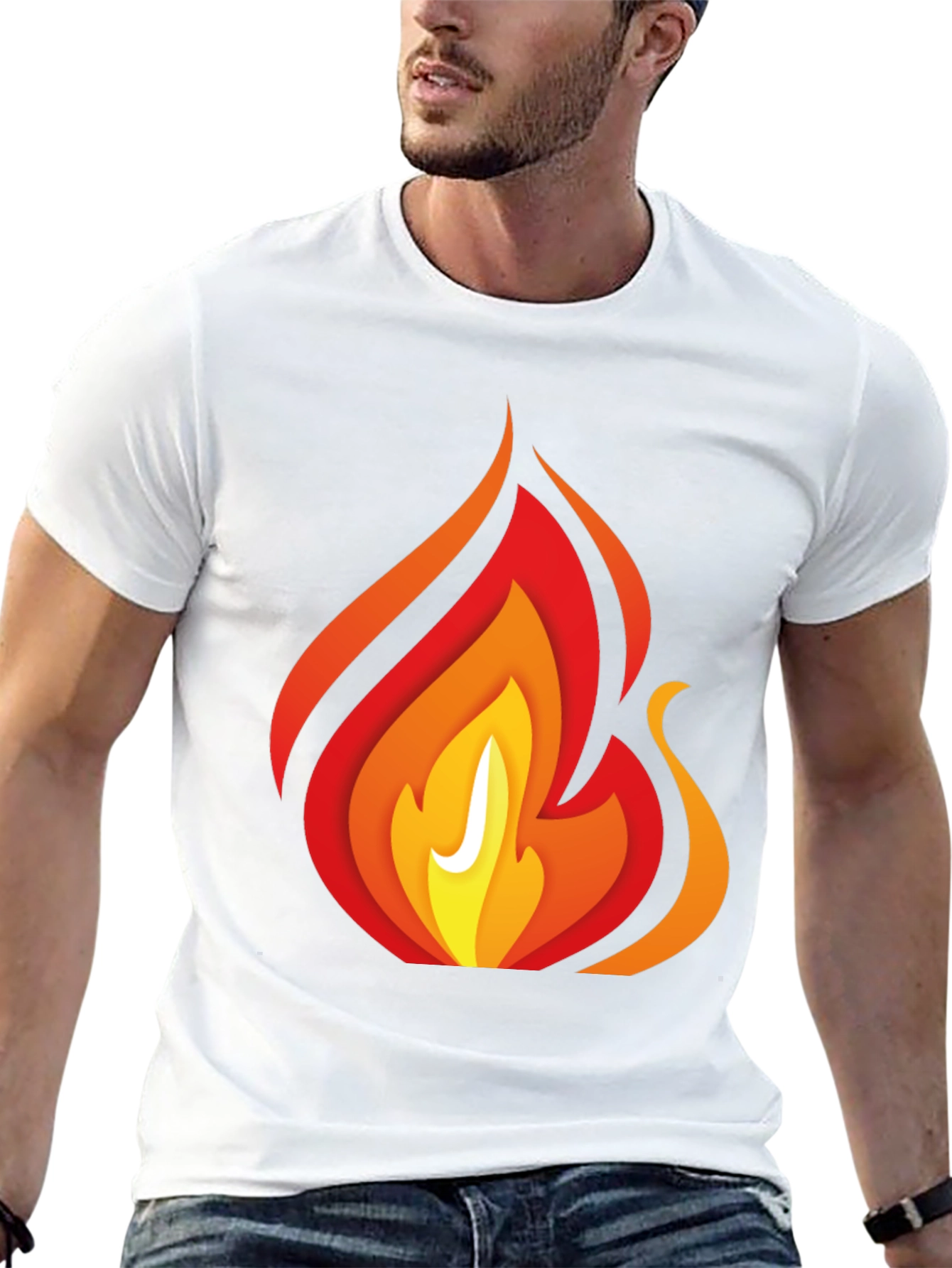 Bold Fire Graphic Print Black T-Shirt