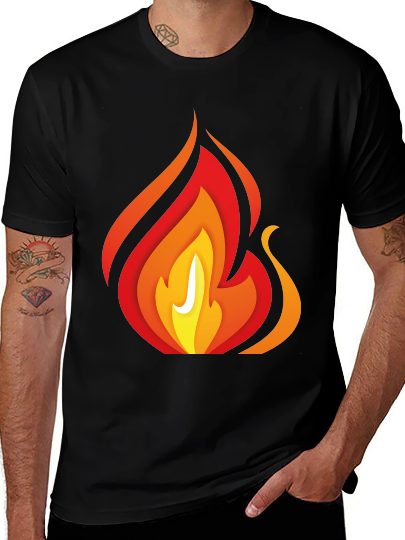 Bold Fire Graphic Print Black T-Shirt