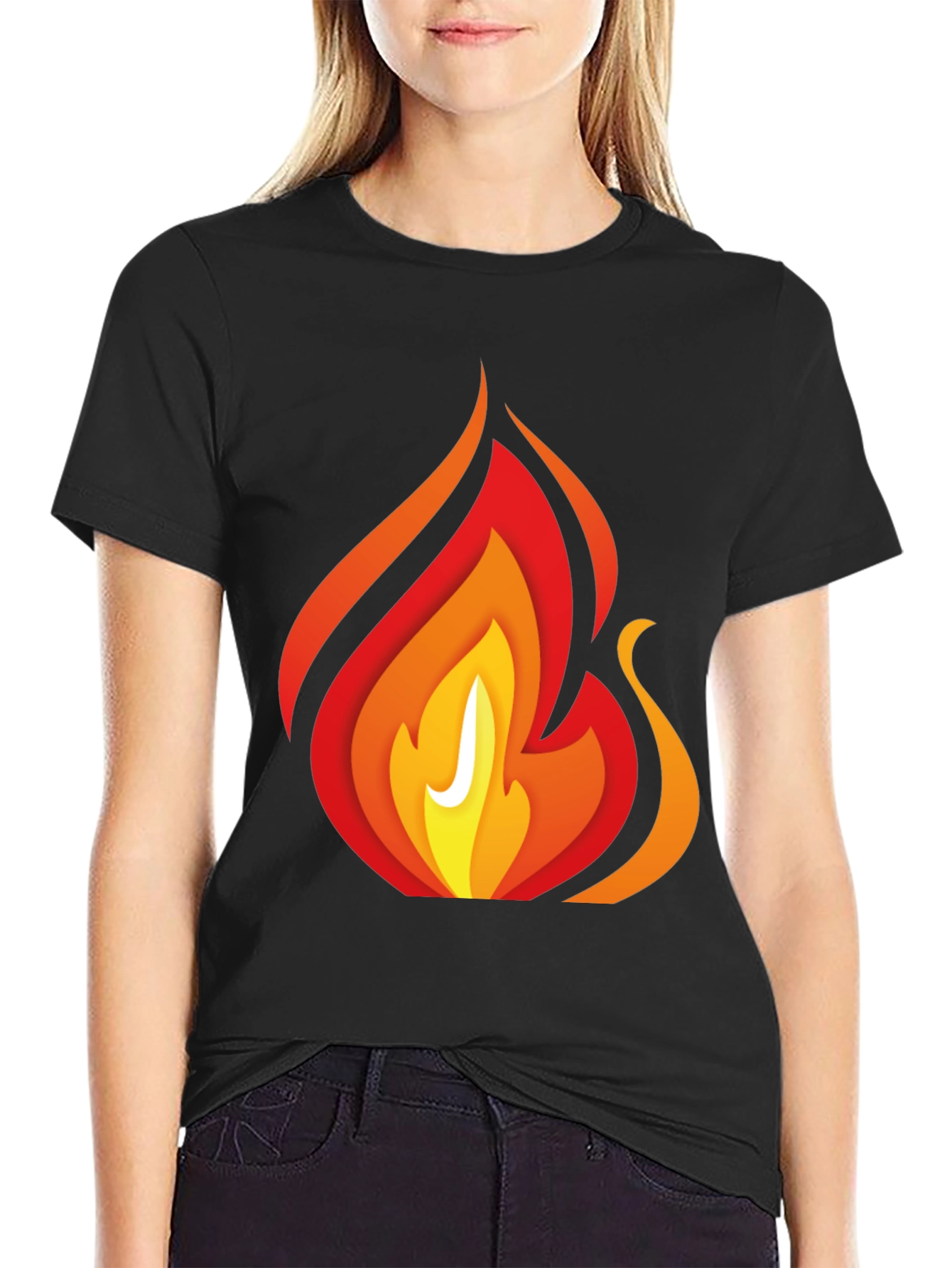 Bold Fire Graphic Print Black T-Shirt