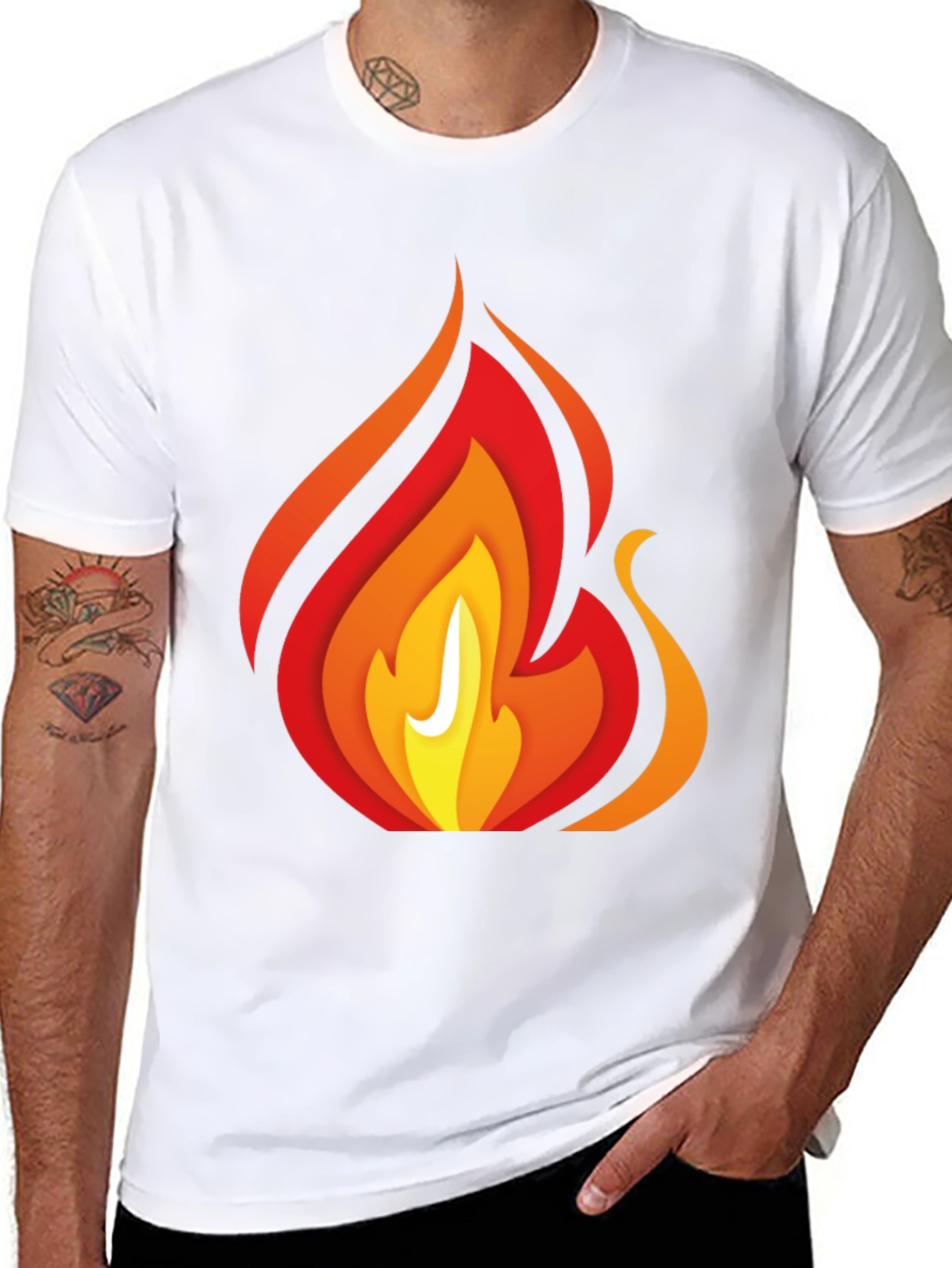Bold Fire Graphic Print Black T-Shirt