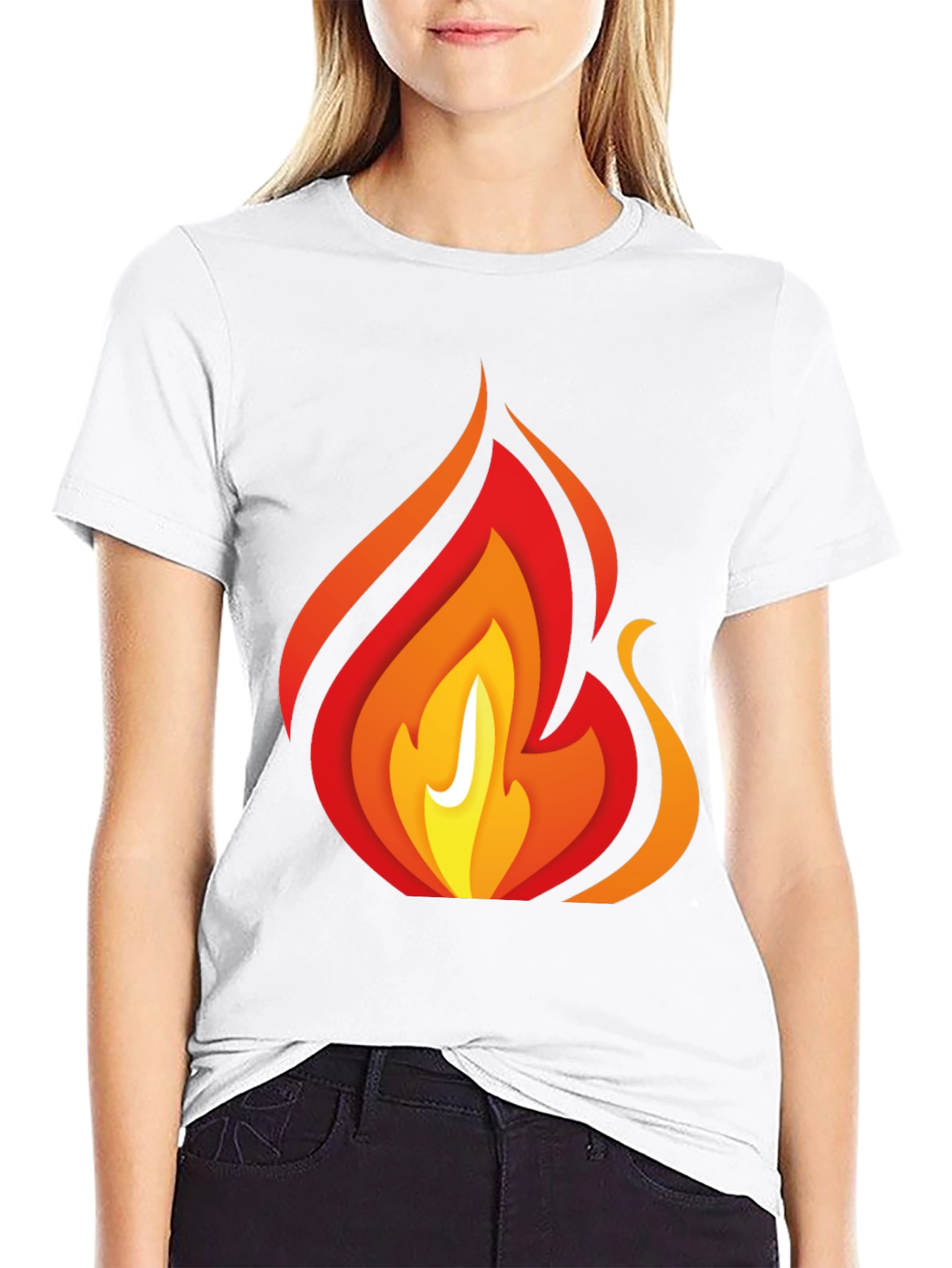 Bold Fire Graphic Print Black T-Shirt