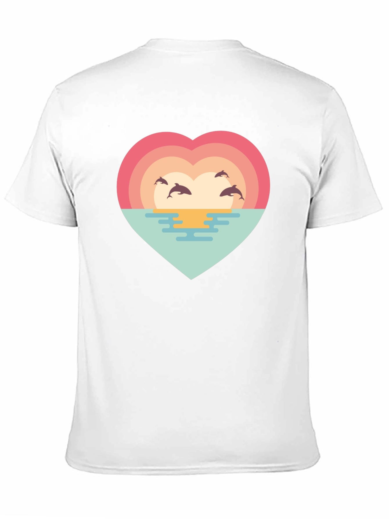 Dolphin Sunset Heart T-Shirt - Ocean Lover Tee
