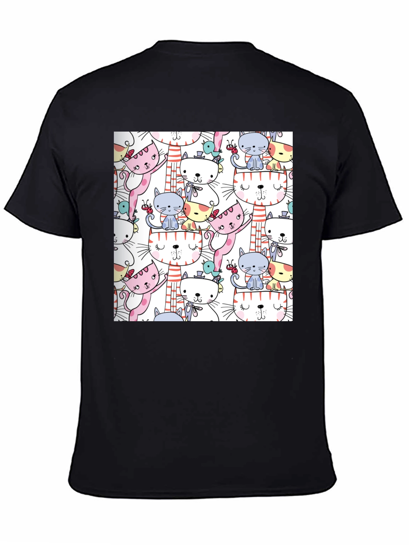 Cute Cat Pattern T-Shirt Fun Graphic Tee