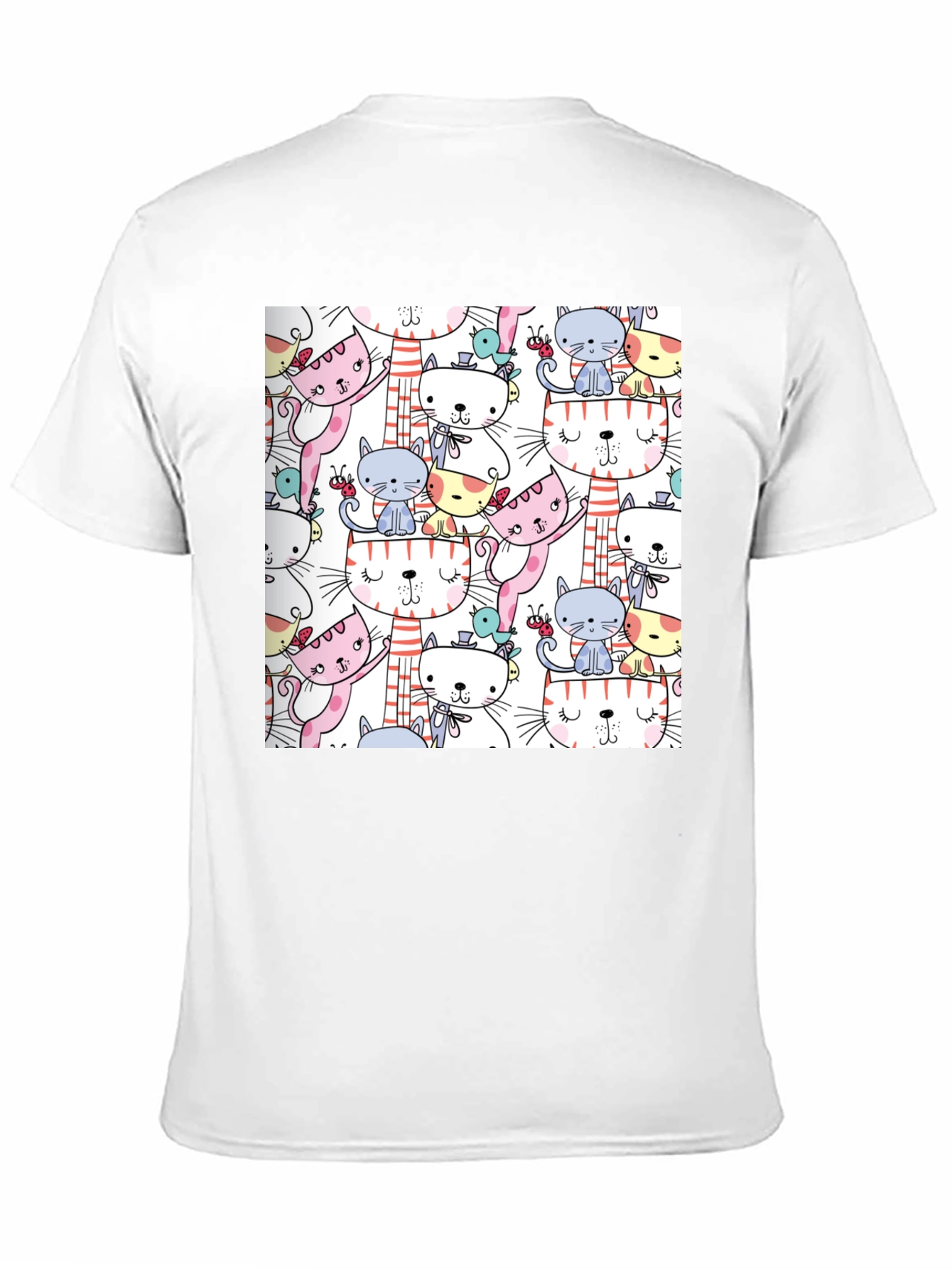 Cute Cat Pattern T-Shirt Fun Graphic Tee
