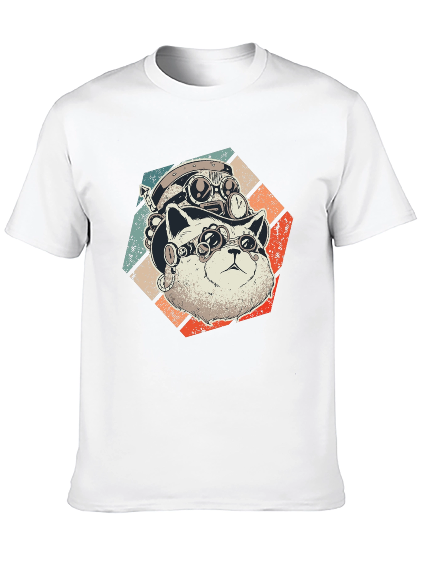 Steampunk Cat T-Shirt - Retro Style