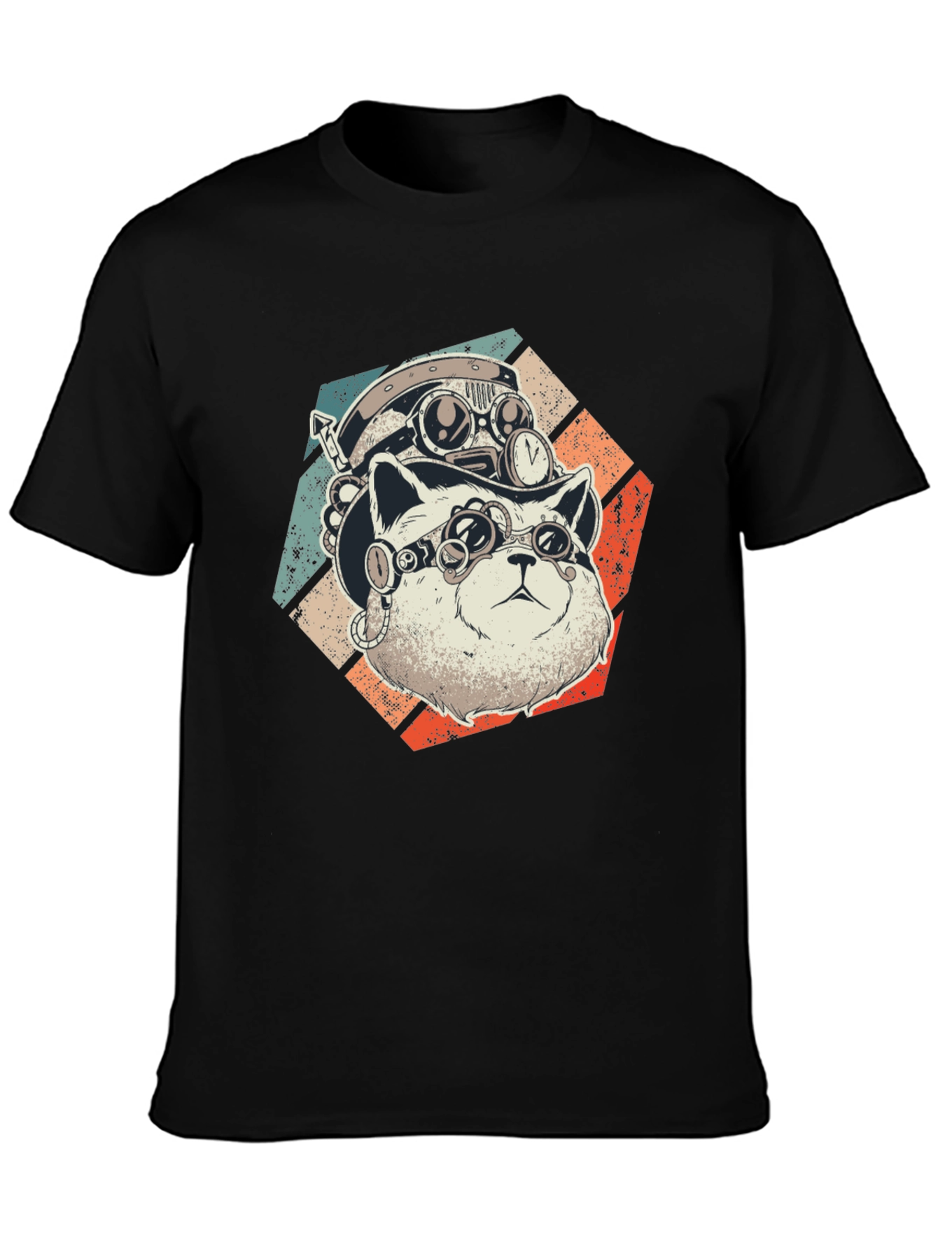 Steampunk Cat T-Shirt - Retro Style