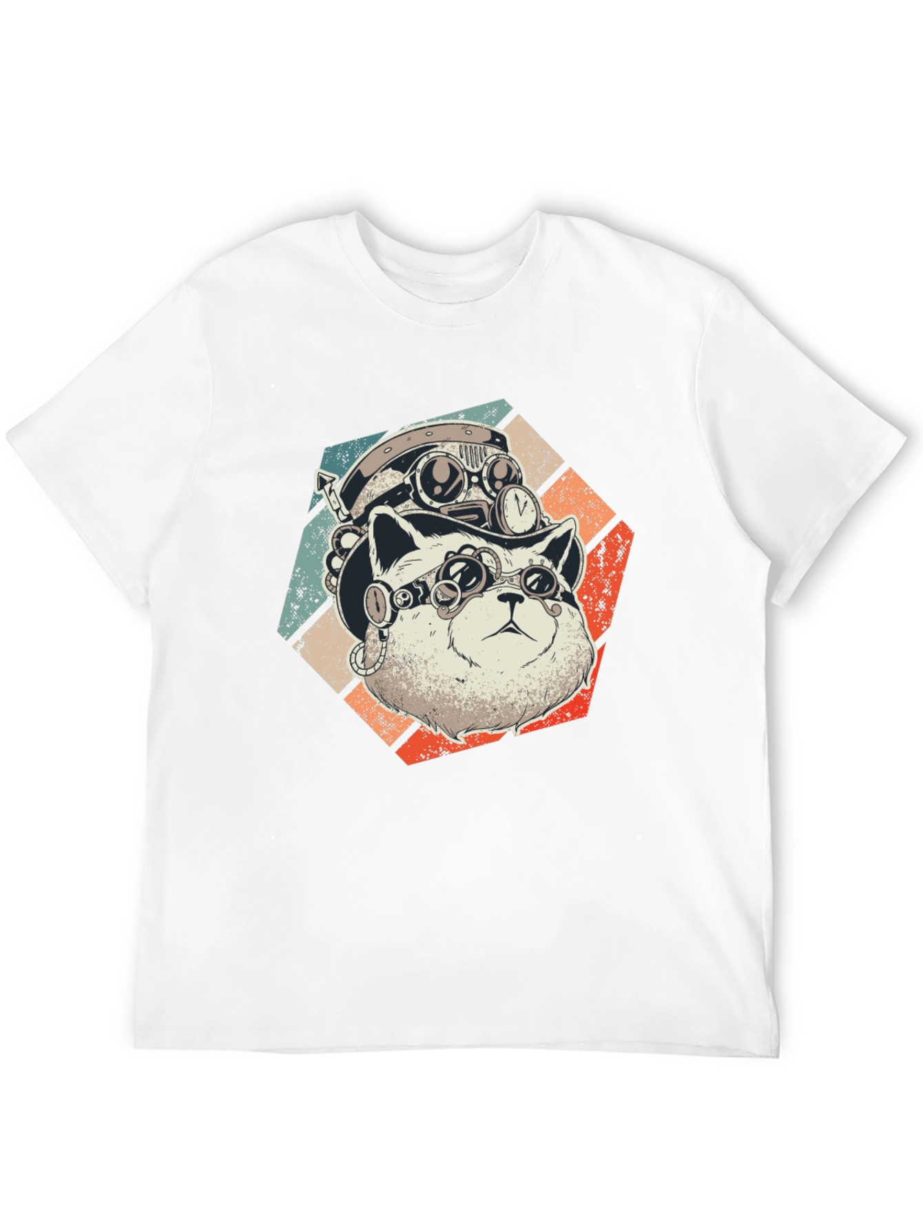 Steampunk Cat T-Shirt - Retro Style