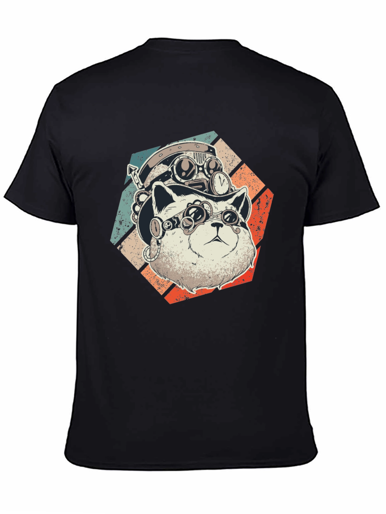 Steampunk Cat T-Shirt - Retro Style