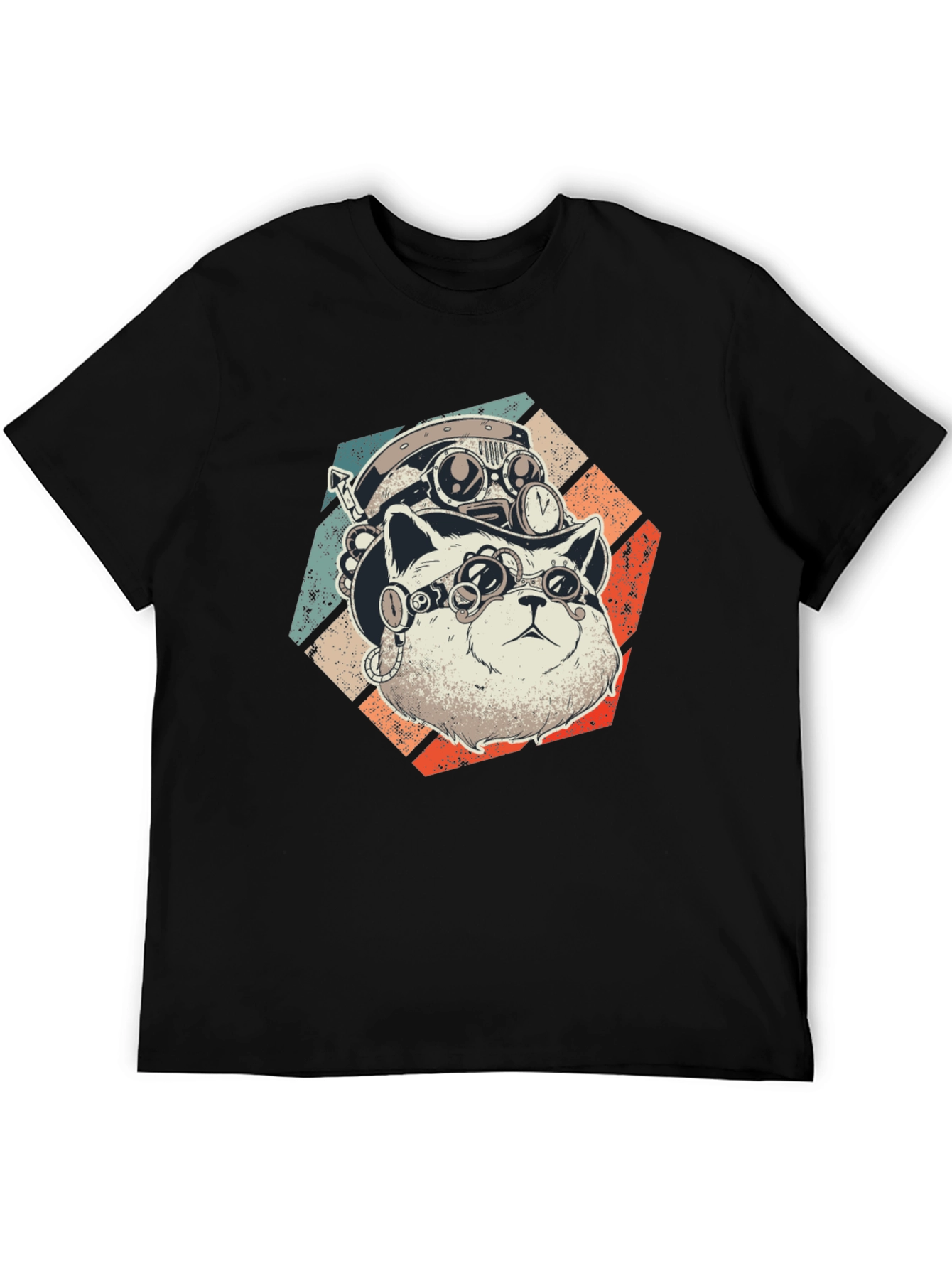 Steampunk Cat T-Shirt - Retro Style