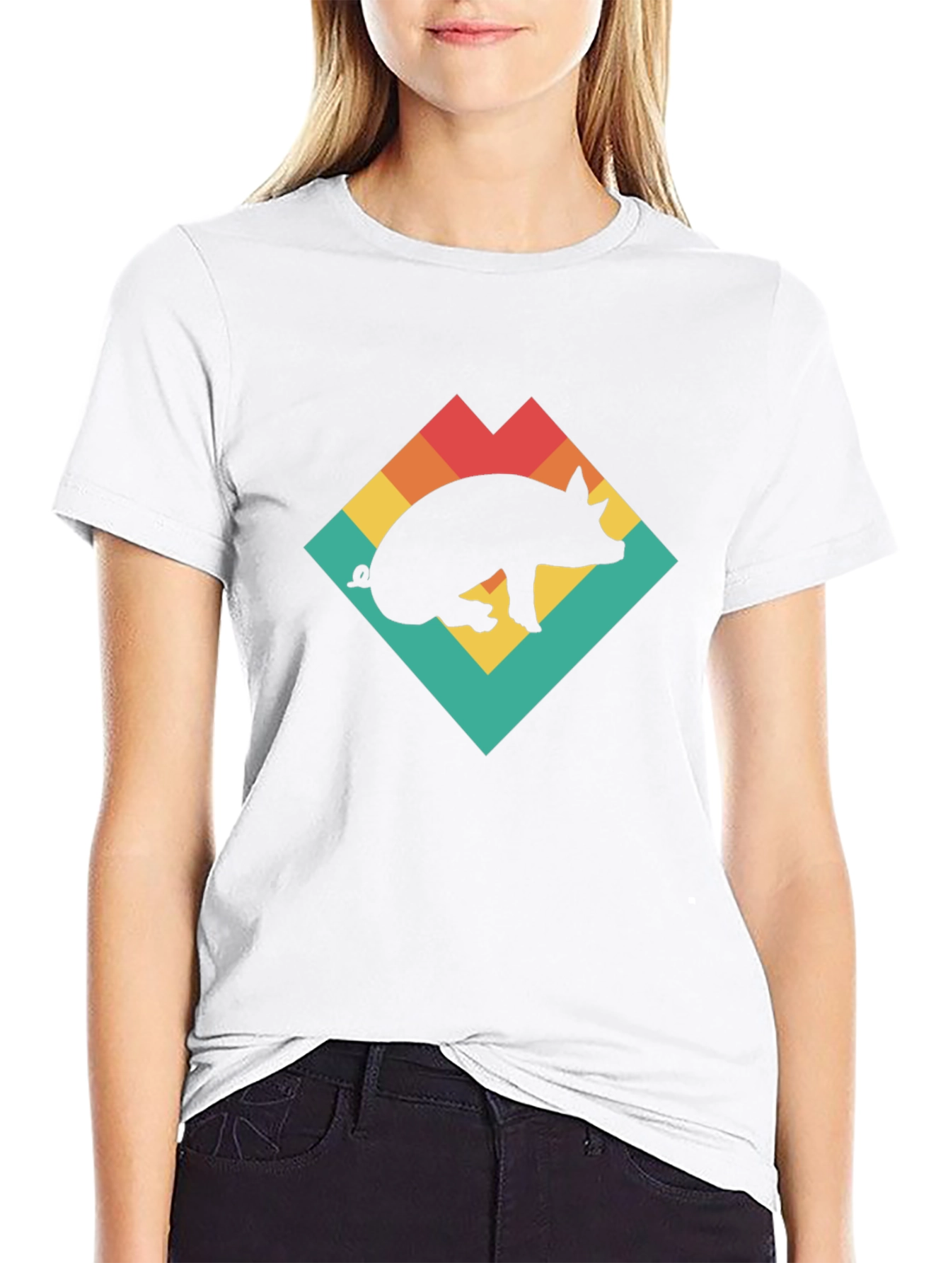 Retro Pig Graphic T-Shirt - Black